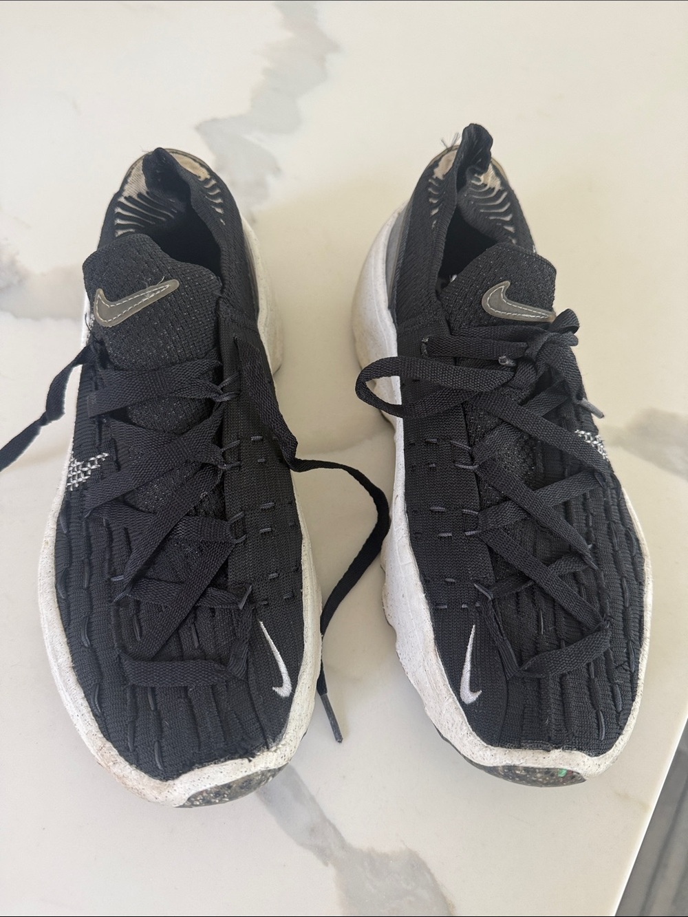 Nike Black Knit Sneakers with White Speckled Sole